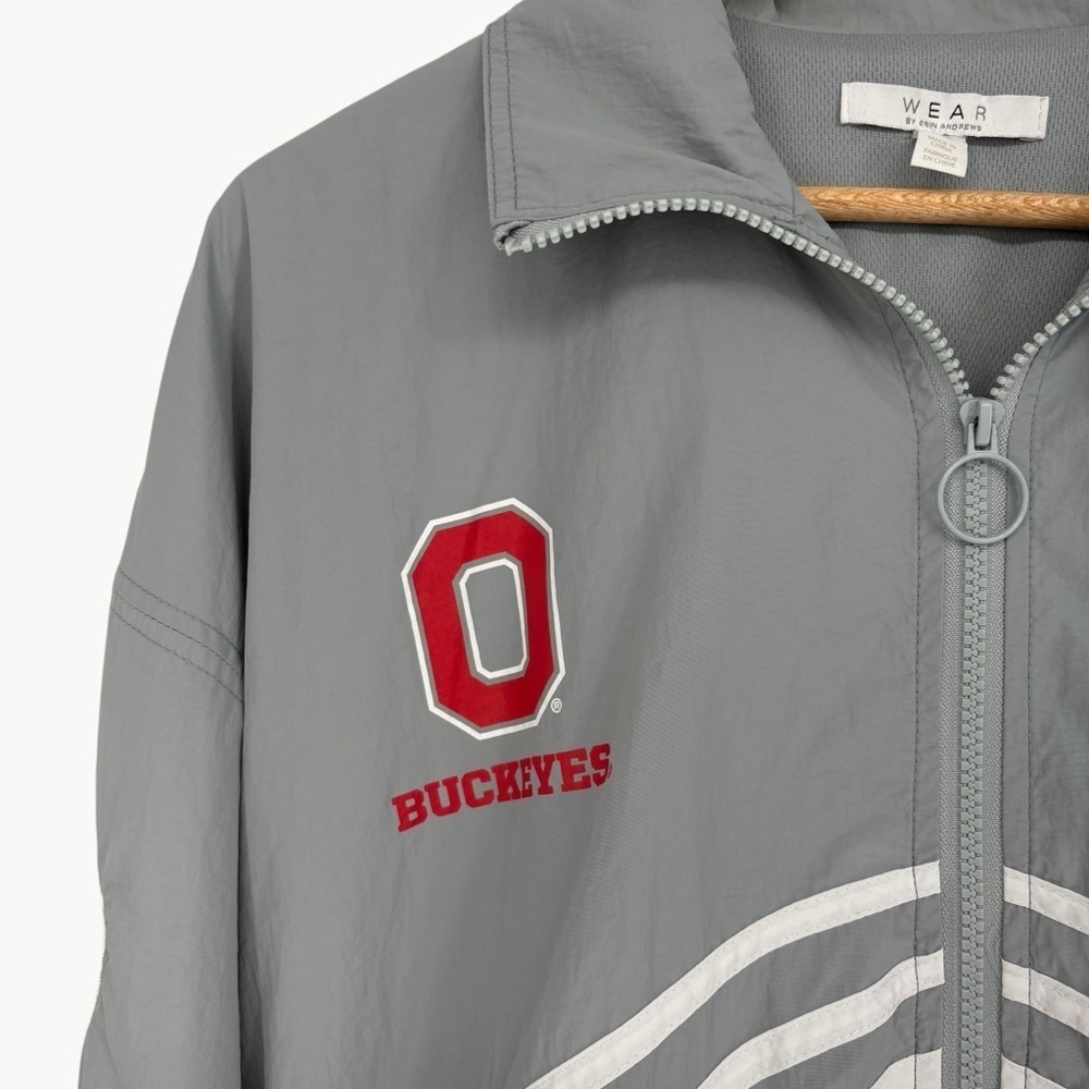 WEAR by Erin Andrews Ohio State Buckeyes Throwback Jacket Size Medium Red Gray - Picture 10 of 15